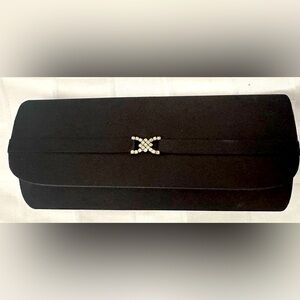 Satin Evening Clutch with Bow Brooch